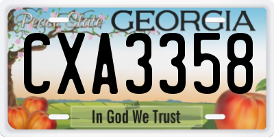 GA license plate CXA3358