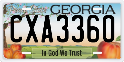 GA license plate CXA3360