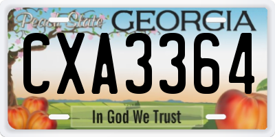 GA license plate CXA3364