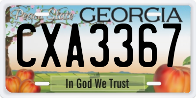 GA license plate CXA3367
