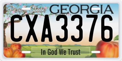 GA license plate CXA3376