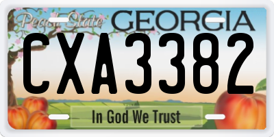 GA license plate CXA3382