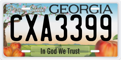 GA license plate CXA3399
