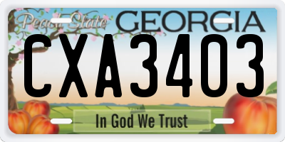 GA license plate CXA3403