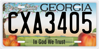 GA license plate CXA3405