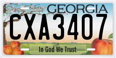 GA license plate CXA3407