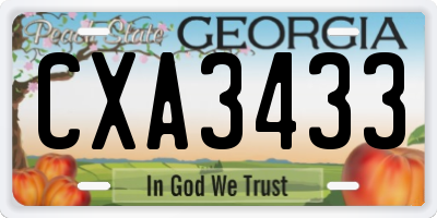 GA license plate CXA3433