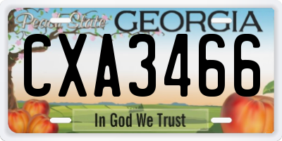 GA license plate CXA3466