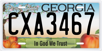 GA license plate CXA3467