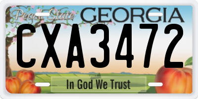 GA license plate CXA3472