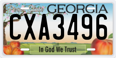 GA license plate CXA3496