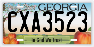 GA license plate CXA3523
