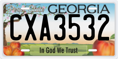 GA license plate CXA3532