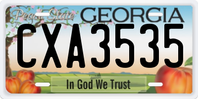GA license plate CXA3535