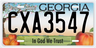 GA license plate CXA3547
