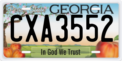 GA license plate CXA3552