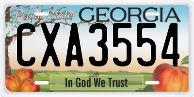 GA license plate CXA3554