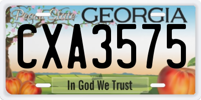 GA license plate CXA3575