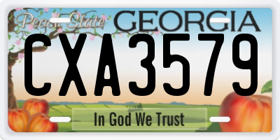 GA license plate CXA3579