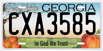 GA license plate CXA3585
