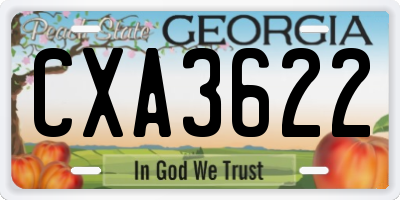 GA license plate CXA3622