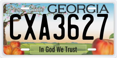 GA license plate CXA3627