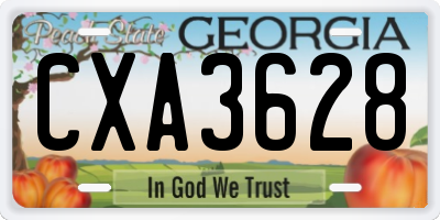 GA license plate CXA3628