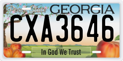 GA license plate CXA3646