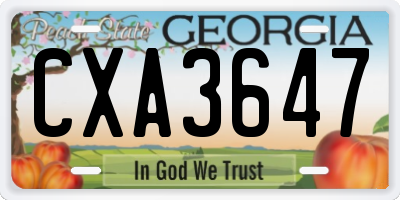 GA license plate CXA3647