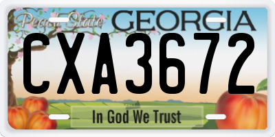 GA license plate CXA3672