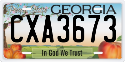 GA license plate CXA3673