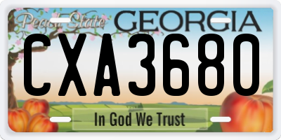GA license plate CXA3680