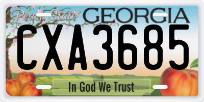 GA license plate CXA3685