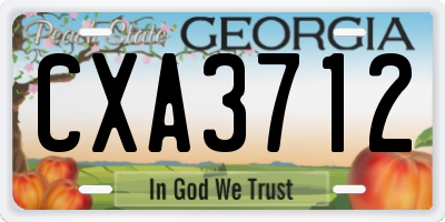 GA license plate CXA3712