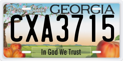 GA license plate CXA3715