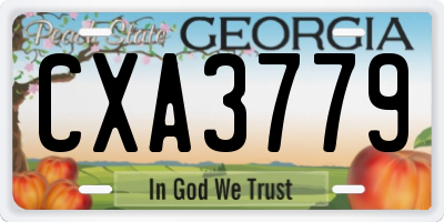 GA license plate CXA3779
