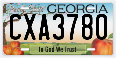 GA license plate CXA3780