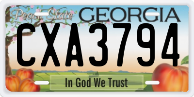 GA license plate CXA3794