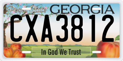 GA license plate CXA3812