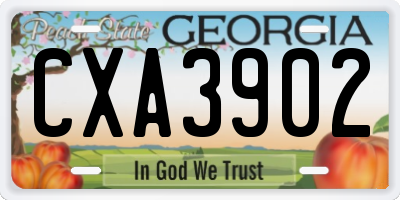 GA license plate CXA3902