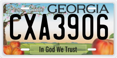 GA license plate CXA3906