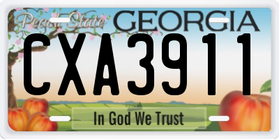 GA license plate CXA3911