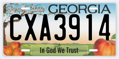 GA license plate CXA3914