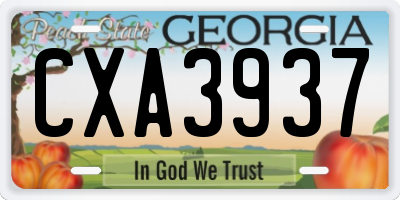 GA license plate CXA3937