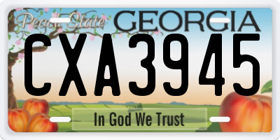 GA license plate CXA3945