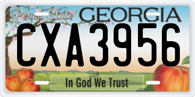GA license plate CXA3956