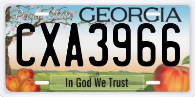 GA license plate CXA3966