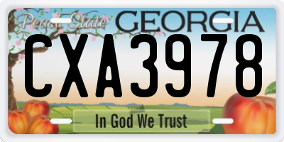 GA license plate CXA3978