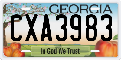 GA license plate CXA3983