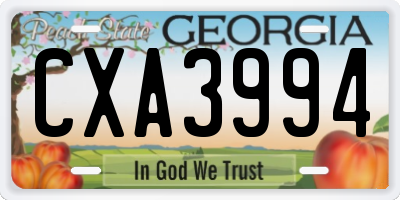 GA license plate CXA3994